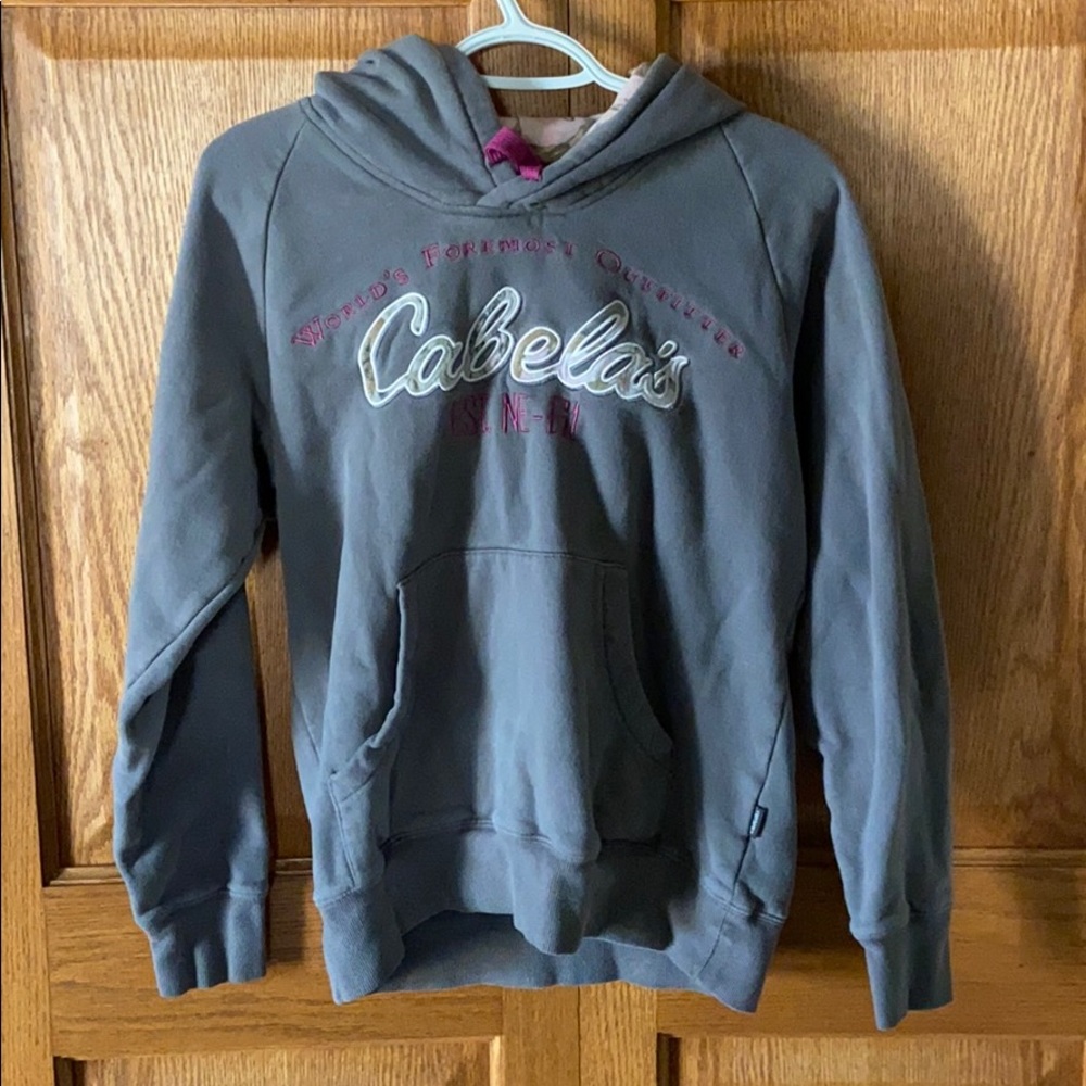 Cabelas Grey & Pink Camouflage Sweatshirt Sz Small